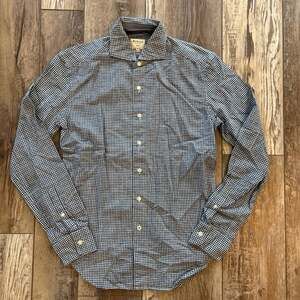 Boggi Milano Check Button Up Shirt Men’s Small Slim Fit Blue Cotton